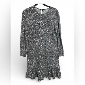 Boden Black and White Floral Long Sleeve Dress, 10L